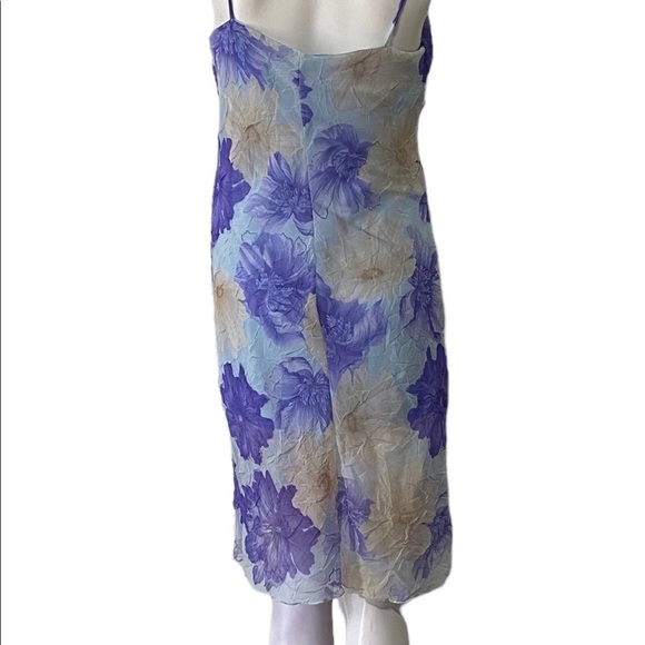 Sense Blues & Purples Spaghetti Strap V Neck Lightweight Chiffon Overlay Sz LG - Picture 5 of 8